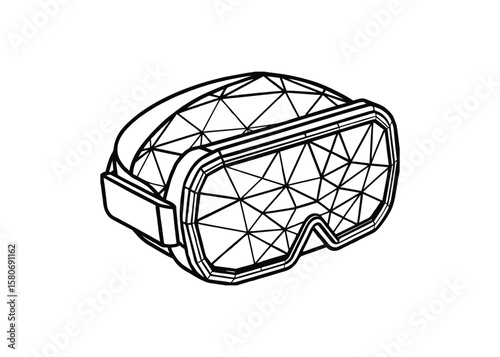 Silhouette of VR headset isolated on a white background