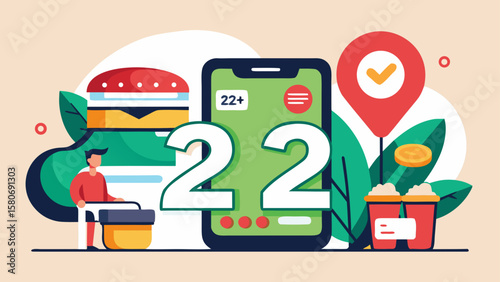 Food delivery app payment confirmation scene illustration for modern finance app