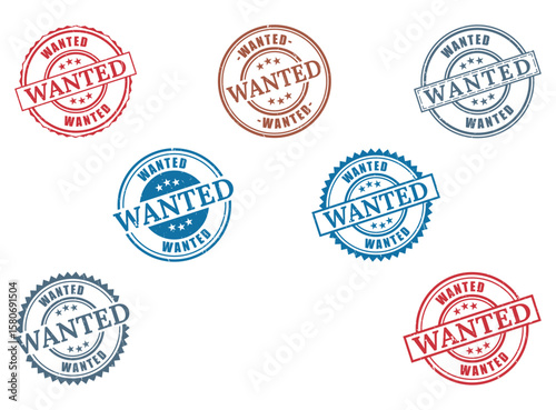 Diverse Wanted Grunge Rubber Stamp Collection, Desired Item Vector Set