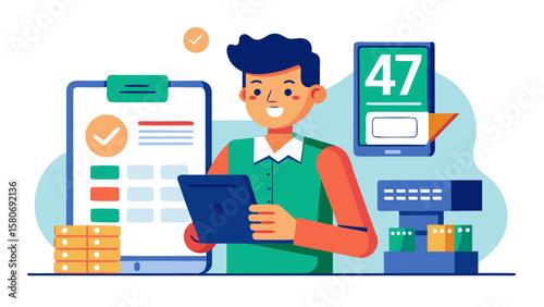 Business owner receiving payment notification illustration for modern finance app