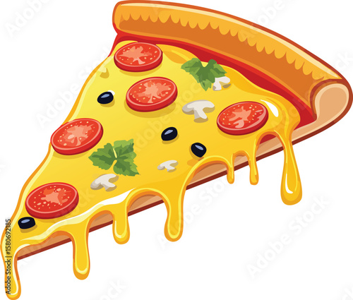 Pepperoni pizza vector illustration with cheese and salami