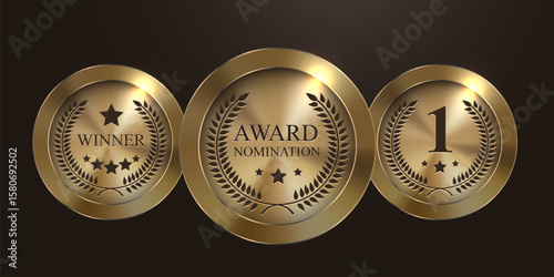 Realistic gold medal mockup. Design winner golden medal prize. Winner award medal. Vector illustration