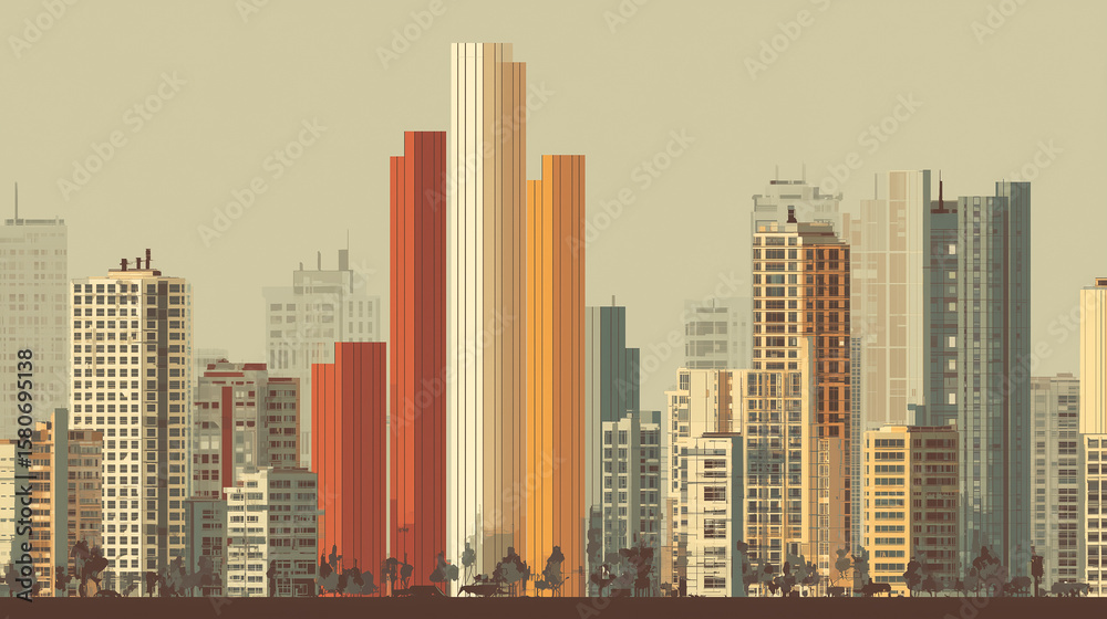 Fototapeta premium Office occupancy rates reflect economic health; during downturns, even prime city offices struggle to attract tenants.