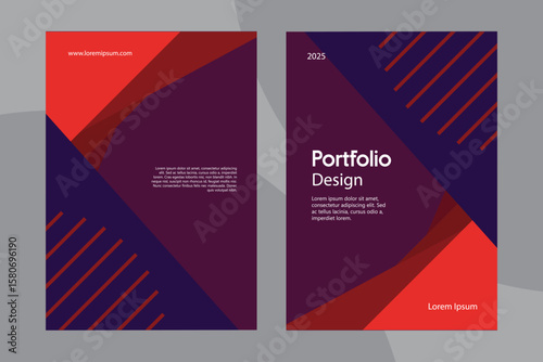 Deep Plum Geometric Elegance Portfolio Cover
