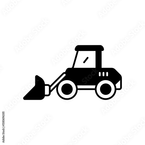 Bulldozer Earthmoving Construction Vehicle Fill Icon