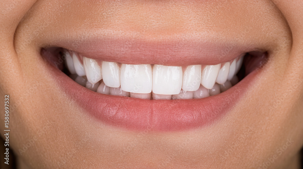 A close-up of bright white teeth with a natural smile, softly lit against a clean background. A close-up of bright white teeth with a natural smile, softly lit against a clean background.