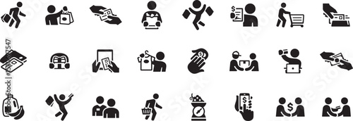 Shopping & E-commerce Icon Set – Add to Cart, Online Shopping, Purchase, Buy Icon, Basket, Retail, Mobile Store, Order Icon