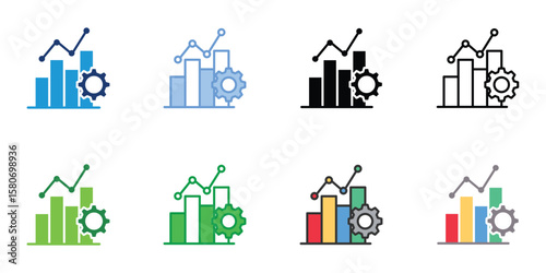 Productivity Icons Set Vector Multiple Style Collection