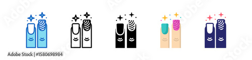 Nail Multiple Style Icon Set Collection. 