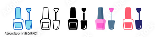 Nail Polish Multiple Style Icon Set Collection. 
