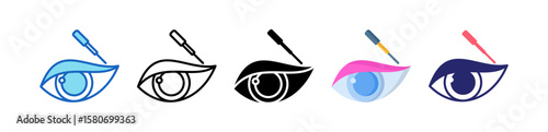 Eyeliner Multiple Style Icon Set Collection. 