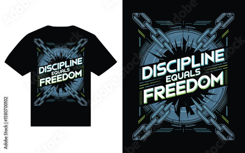 Discipline equals freedom motivational quote with chains and compass design