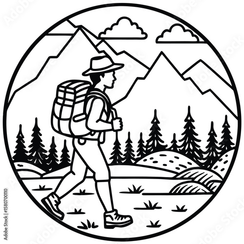 Vector cartoon illustration of a man with a bag of money in winter snow