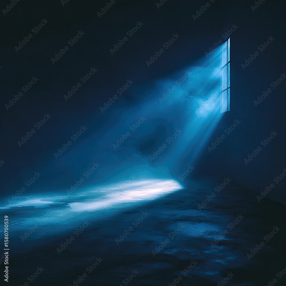 Fototapeta premium Light from a window, illuminating a dark room