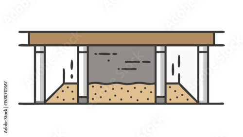 Septic system diagram schematic design for wastewater treatment and sewage disposal engineering plan view drawing