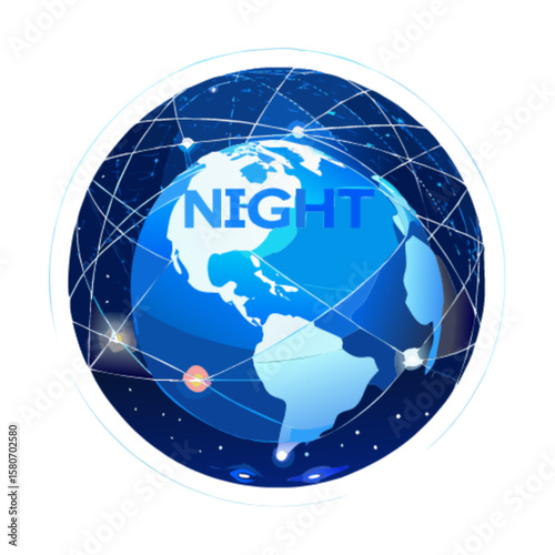 Night global network connection world technology communication abstract background vector illustration