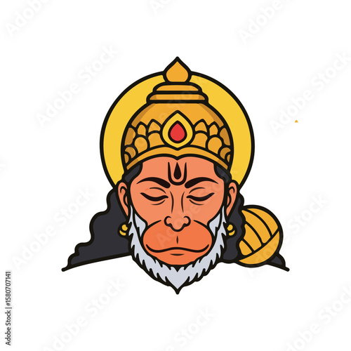 ram bhakt hanuman icon, hanuman jayanti flat Vector illustration, Indian cultural icon