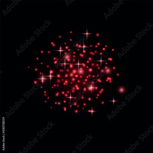 Realistic firecracker, fireworks exploding, vector red explosions, festive blur sparks, pyrotechnics burst light effect