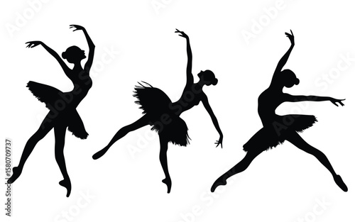 Elegant Ballerina Silhouettes: Graceful Poses, Artistic Design, Dance Art
