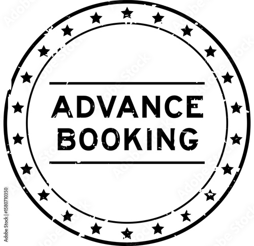 Grunge black advance booking word round rubber seal stamp on white background