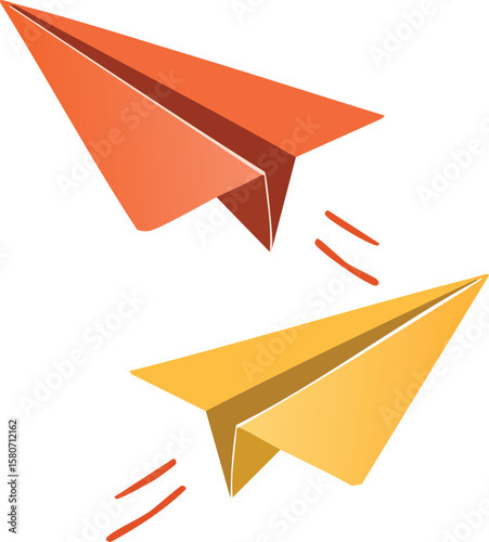 Isolated paper airplane origami vector illustration for concepts of flight, travel, and freedom