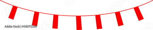 Simple Red Bunting Garland for Festive Decoration on White Background