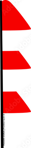 Free Download Red and White Striped Warning Flags on Pole, Graphic Illustration for Safety or Signal - GFXLoad