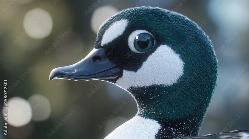 Naklejka premium Cute Cartoon Duckling Closeup