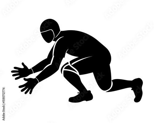 Wrestler in starting position silhouette
