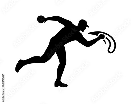 Baseball pitcher throwing a curveball silhouette