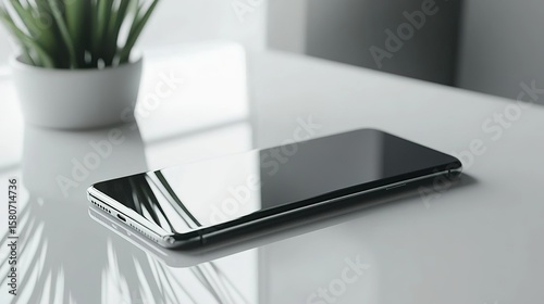 Modern smartphone on a white table