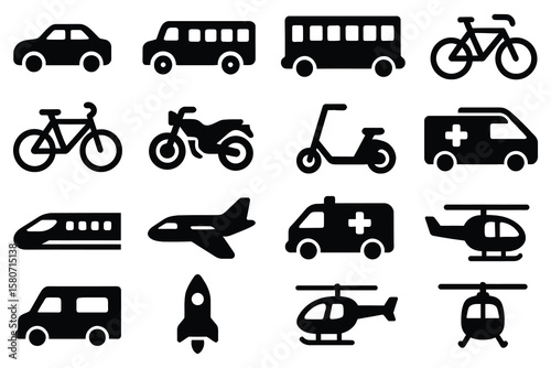 Diverse transportation and emergency vehicles bicycle