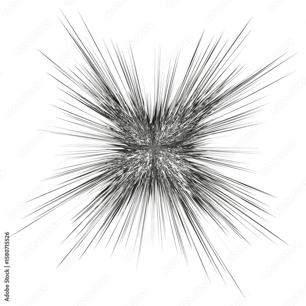 Fototapeta premium Cataclysmically dendritic super burst. Chaotic radial explosion. Energetic linear Vector. Stark monochromatic detonation.