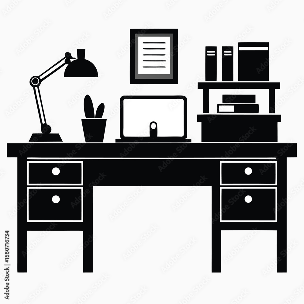 office desk outline silhouette vector office desk outline silhouette vector