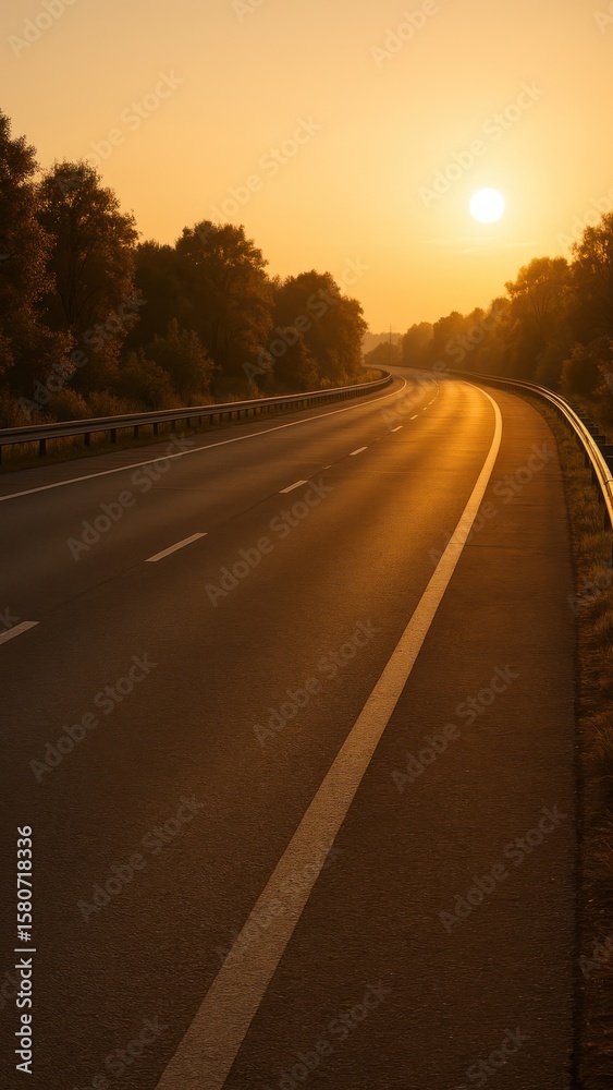 Fototapeta premium Serene sunset over empty highway