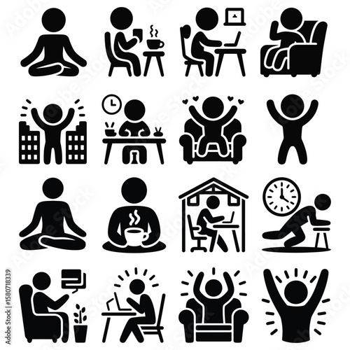 People activities icons person yoga