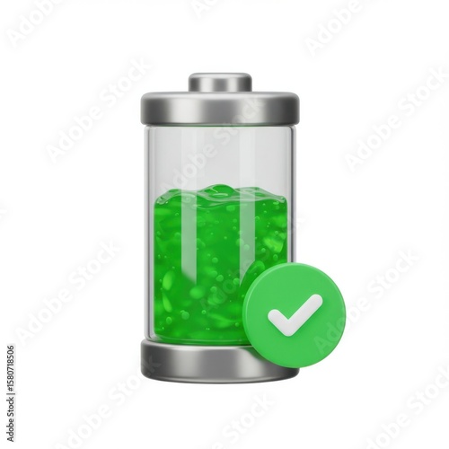 Wallpaper Mural 3d battery charge indicator with checkmark isolated on white background Torontodigital.ca