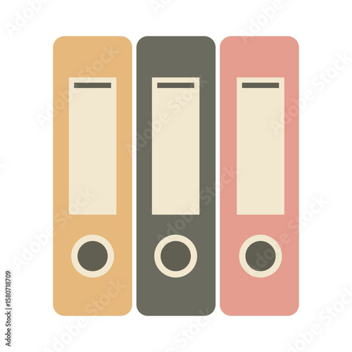 Colorful set of file folders in a minimalistic design, perfect for office, business, and organizational themes