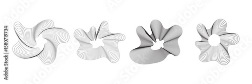 Abstract optical illusion spiral line pattern. Abstract black and white optical illusion spiral made of curved lines forming a wavy organic shape. Sound Wave Pattern. Music Pulse Effect.