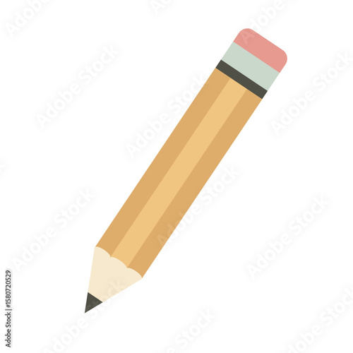 Minimalistic pencil icon with an eraser, ideal for design, writing, and educational themes.