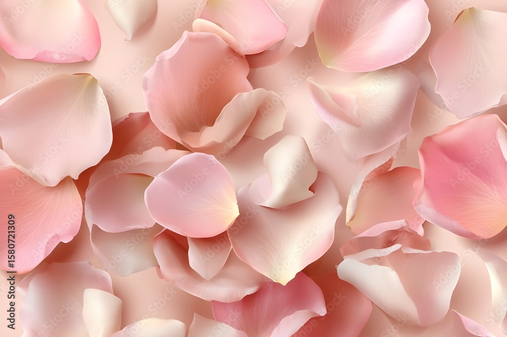 Fototapeta premium Rose petals background. Romantic background, suitable for Valentine’s Day, skin care, cosmetics and spa treatments. Rose petal texture. Wedding invitations, beauty ads, or romantic promotional designs