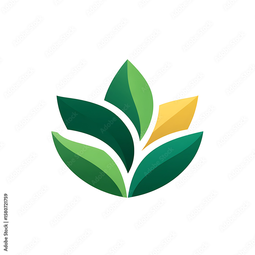 Naklejka premium Modern Green Leaf Logo Design for Natural Brand Identity
