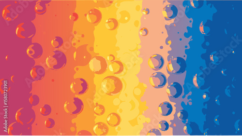 Illustration showing a gradient of colors with bubbles scattered across the entire composition space