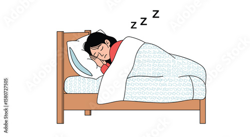 Young man sleeping peacefully underneath a cozy blanket in a comfortable bed while dreaming sweet dreams
