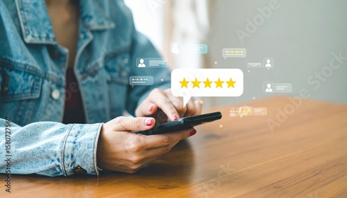 Customer Review and Satisfaction Feedback via Mobile Survey Interface, review, client, survey, service, feedback, online, satisfaction, client happy, star, reputation, 5, phone, 

