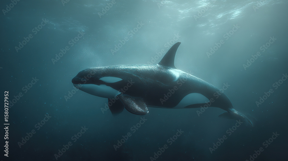 Obraz premium Orca whale underwater ocean wildlife killer whale marine animal sea life nature