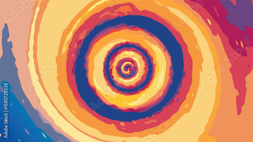 Artistic depiction of a swirling vortex with vibrant colors and a central spiral pattern, creating depth and motion