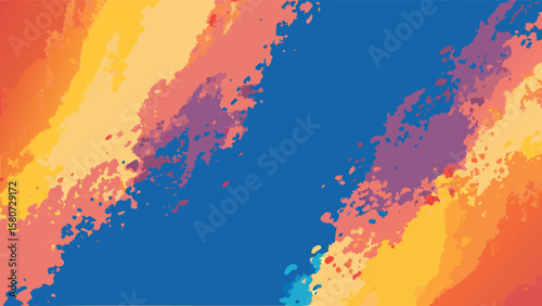 Abstract diagonal color wash with blue central area and blended warm hues on the surrounding edges