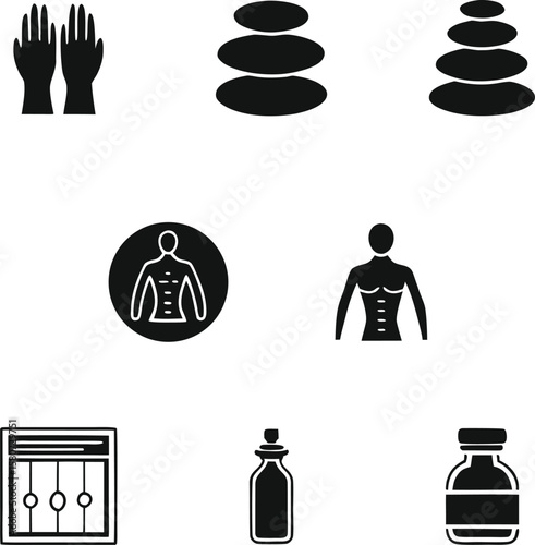 Spa and Wellness Center Icons Relaxation, Rejuvenation, and Body Care