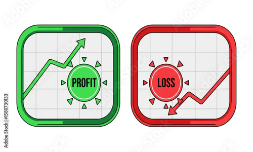 Profit and Loss Graphic Icons | Business Performance Chart with Arrows, Financial Success and Failure, Investment Report, Data Visualization